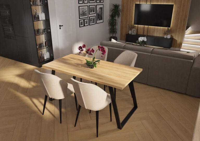 salon szara sofa i telewizor